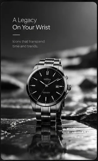 Metal bracelet watch in classic studio lighting