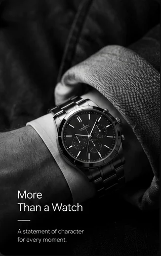 Watch on a wrist in dramatic black and white photography